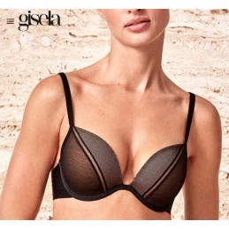 1 10076T B GISELA SUJETADOR DOBLE PUSH UP ESCOTADO Negro Foto