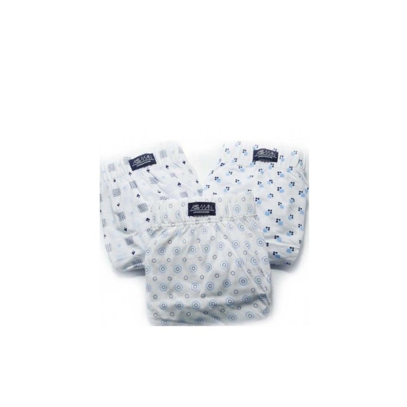 2410 ASMAN PACK-3 SLIP HOMBRE ALGODON ESTAMPADO