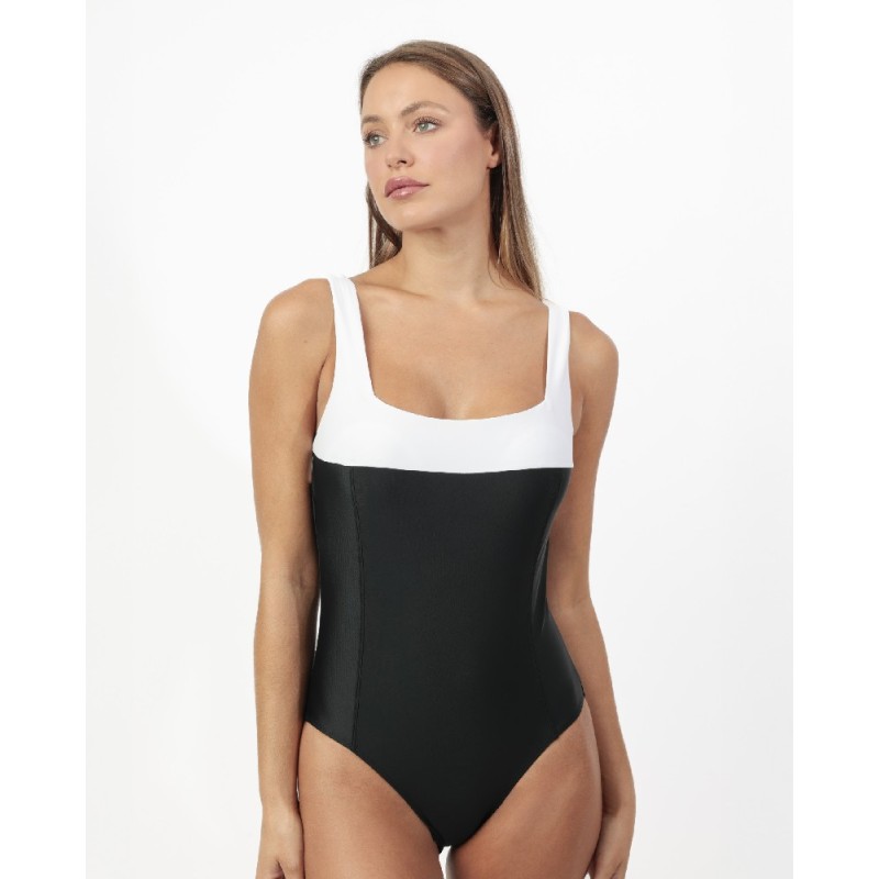 11523 ADMAS BAÑADOR BICOLOR CURVY ESCOTE CUADRADO