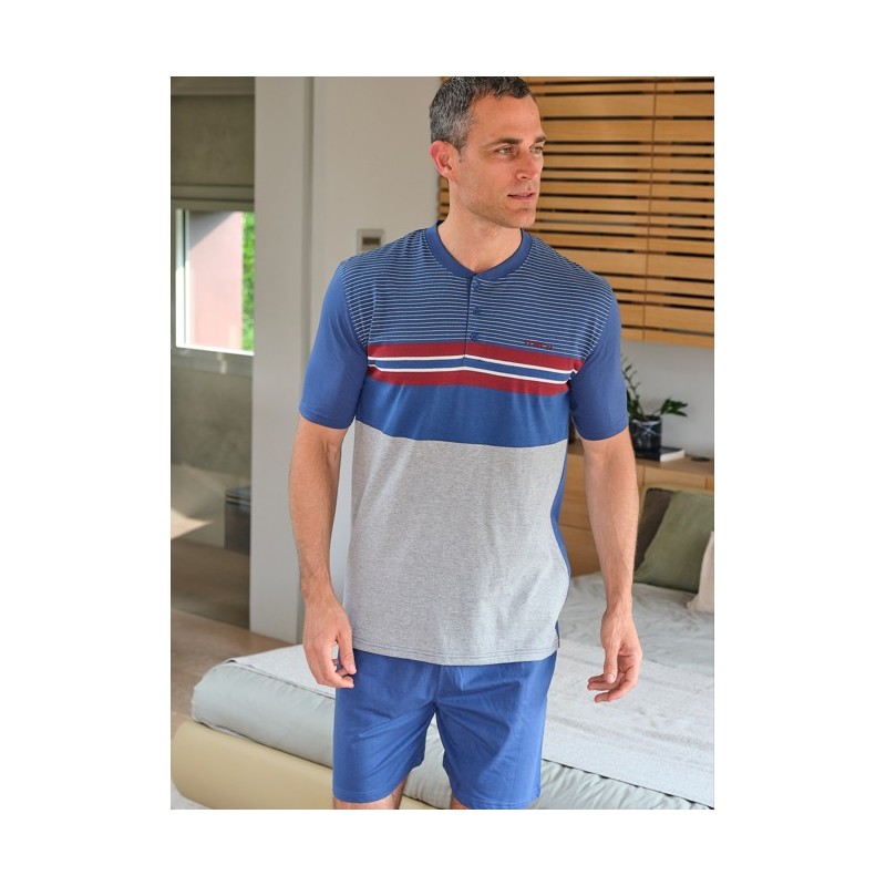 265004 MUSLHER PIJAMA HOMBRE COMBINADO RAYAS