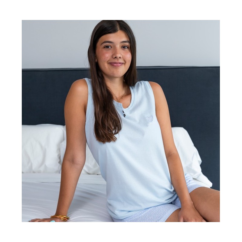 PV26423 PRIVATA PIJAMA MUJER CORAZON LUNARES