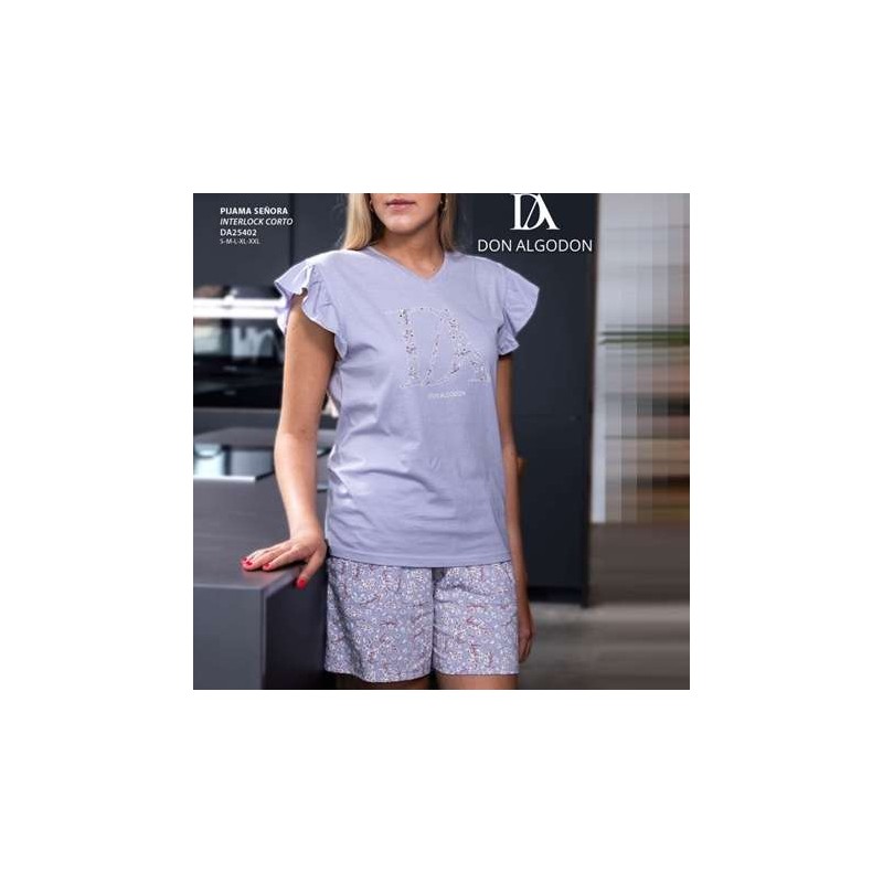 DA25402 DON ALGODON PIJAMA MUJER LOGO FLORAL
