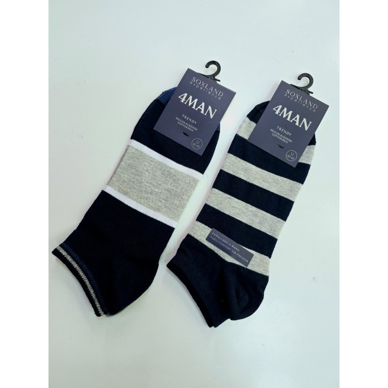 001 MARINO 0212501 SOXLAND PACK-2 CALCETIN INVISIBLE HOMBRE RAYAS