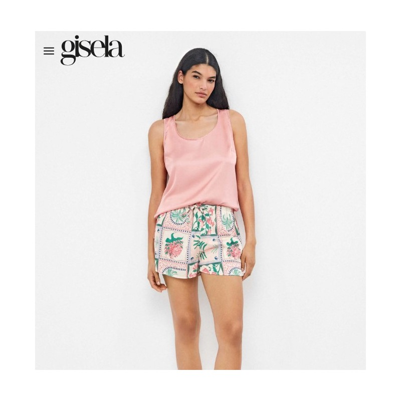 2 20390T GISELA PIJAMA MUJER SATEN TROPICAL Foto