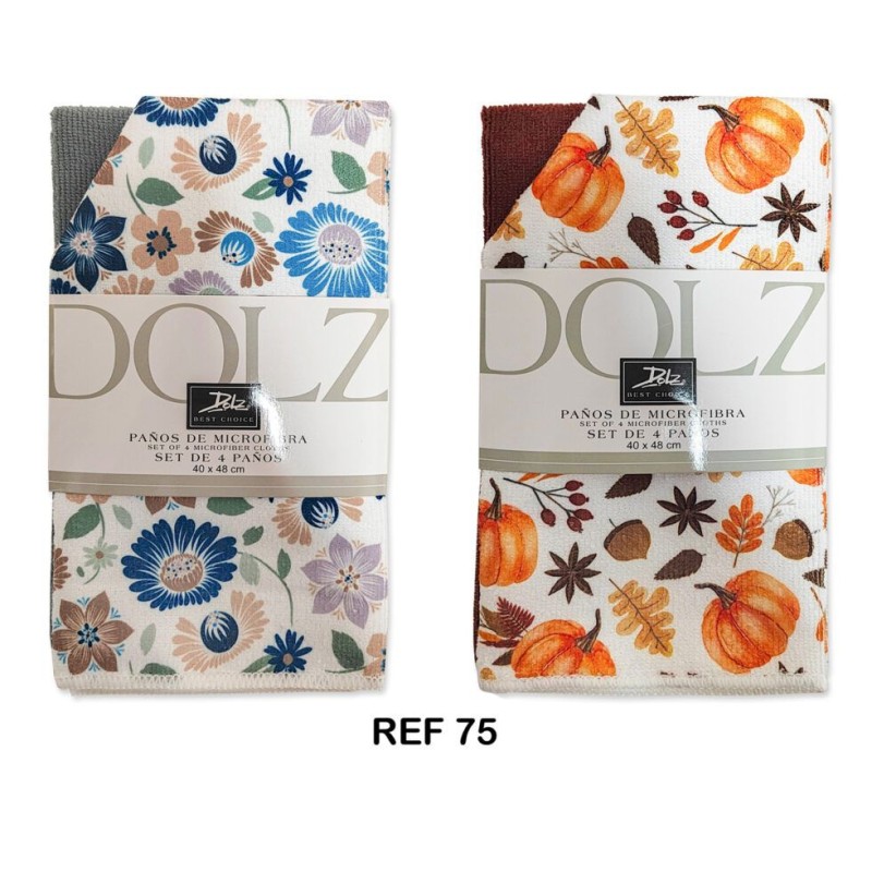 REF 75 DOLZ PACK-4 PAÑOS DE COCINA MICROFIBRA SURTIDOS