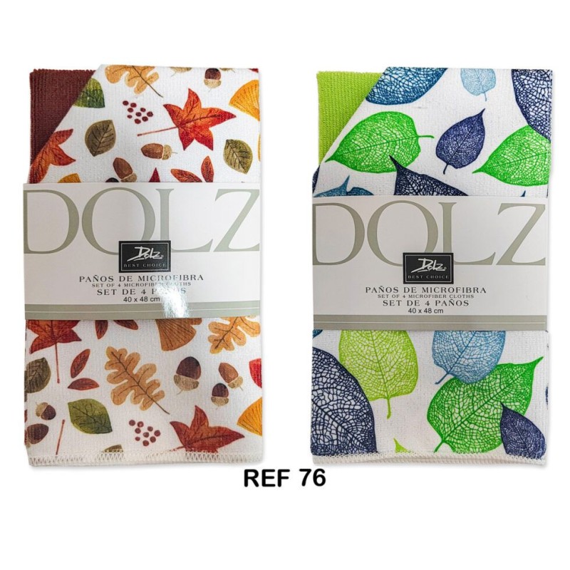 REF 76 DOLZ PACK-4 PAÑOS DE COCINA MICROFIBRA SURTIDOS