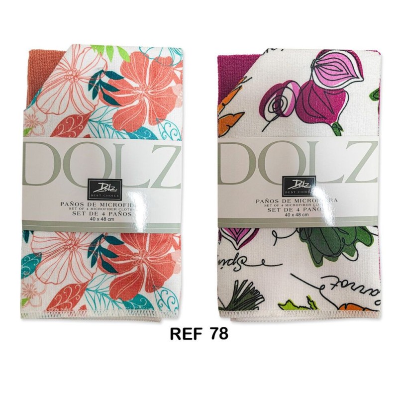 REF 78 DOLZ PACK-4 PAÑOS DE COCINA MICROFIBRA SURTIDOS