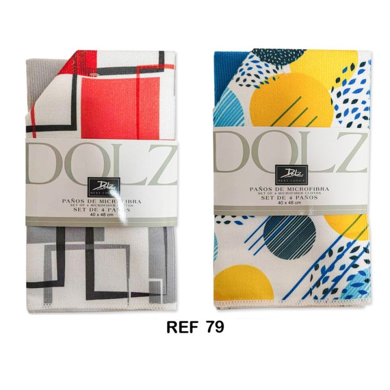 REF 79 DOLZ PACK-4 PAÑOS DE COCINA MICROFIBRA SURTIDOS