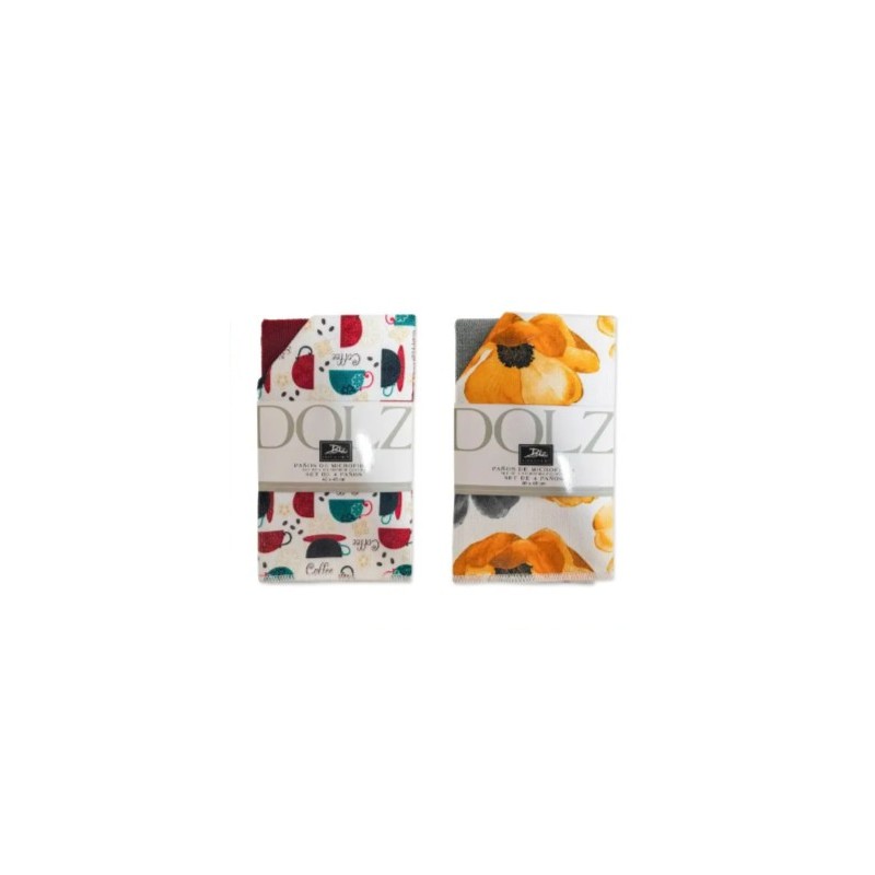 REF 77 DOLZ PACK-4 PAÑOS DE COCINA MICROFIBRA SURTIDOS