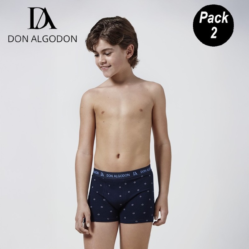 PBN28 DON ALGODON PACK-2 BOXER NIÑO FANTASIA GOMA VISTA