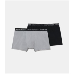 1T0 GRIS NEGRO AA596 ABANDERADO PACK-2 BOXER HOMBRE ALGODON ELASTICO