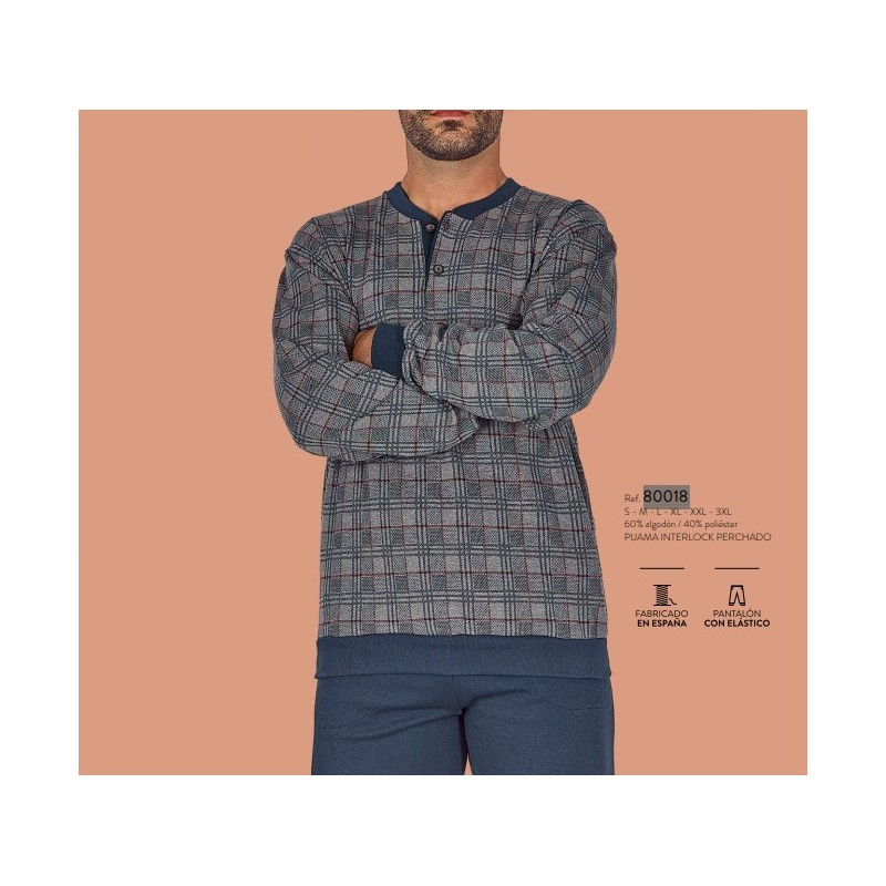 80018 DORMEN M-3XL PIJAMA HOMBRE CUADROS
