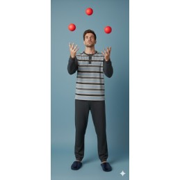 6079 ENTREDOS M-2XL PIJAMA HOMBRE RAYAS