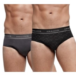 GRIS/NEGRO PS723 DON ALGODON PACK-2 SLIP HOMBRE FANTASIA GOMA VISTA