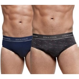MARI/GRIS PS723 DON ALGODON PACK-2 SLIP HOMBRE FANTASIA GOMA VISTA