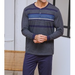 265632 MUSLHER PIJAMA HOMBRE ALGODON FINO RAYAS
