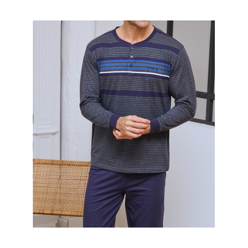 265632 MUSLHER PIJAMA HOMBRE ALGODON FINO RAYAS