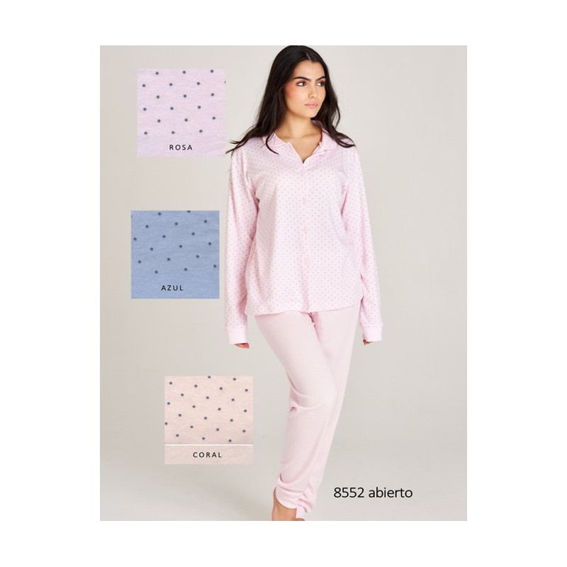 8552 RUIPEREZ M-3XL PIJAMA MUJER ABIERTO ESTRELLITAS
