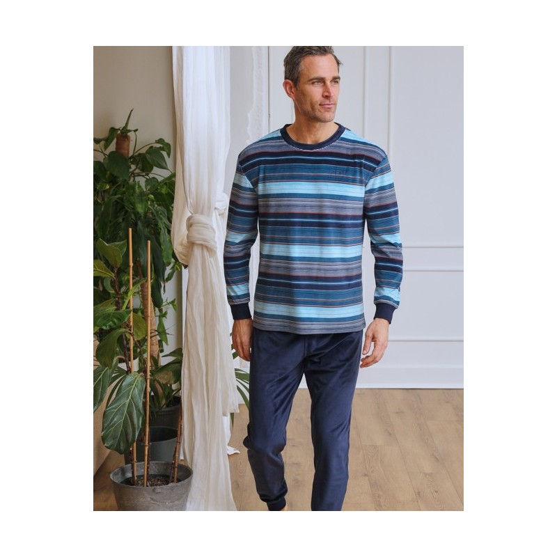 265610 MUSLHER PIJAMA HOMBRE SPANDEX MULTIRAYAS Foto