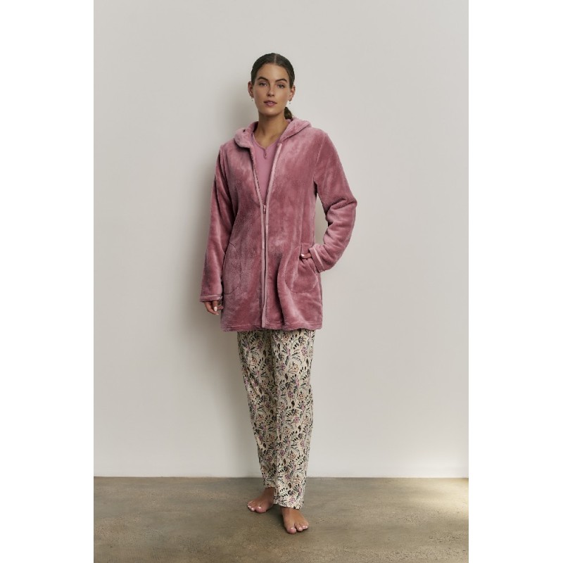 N21863 PROMISE PIJAMA MUJER 3 PIEZAS PANTALON FLORAL