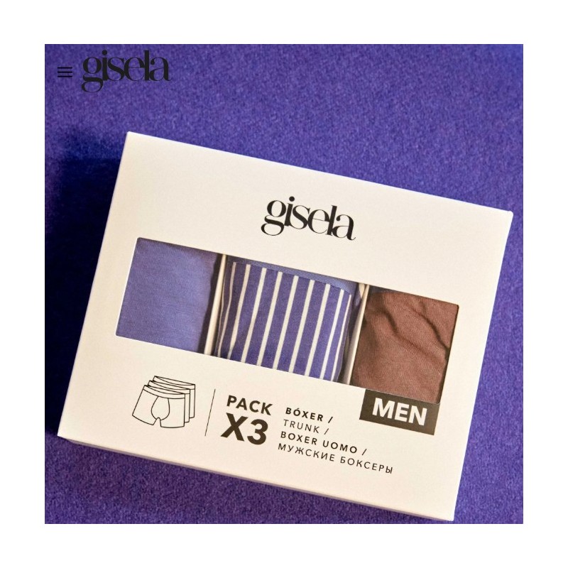 2 10217B GISELA PACK-3 BOXER HOMBRE COMBINADOS