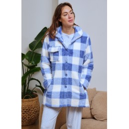 268615 MUSLHER BATA MUJER SHERPA CUADROS