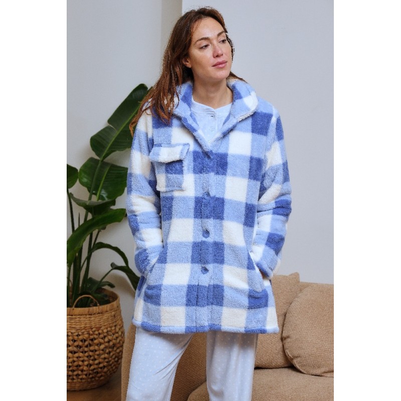 268615 MUSLHER BATA MUJER SHERPA CUADROS
