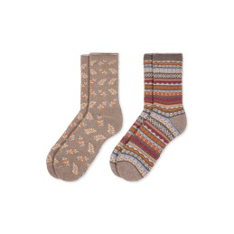 002 BEIGE/TOPO 0215033 SOXLAND PACK-2 CALCETIN TERMICO MUJER CENEFA HOJAS
