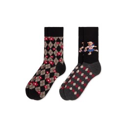 001 NEGRO/GRIS 0215023 SOXLAND PACK-2 CALCETIN MUJER ROMBOS