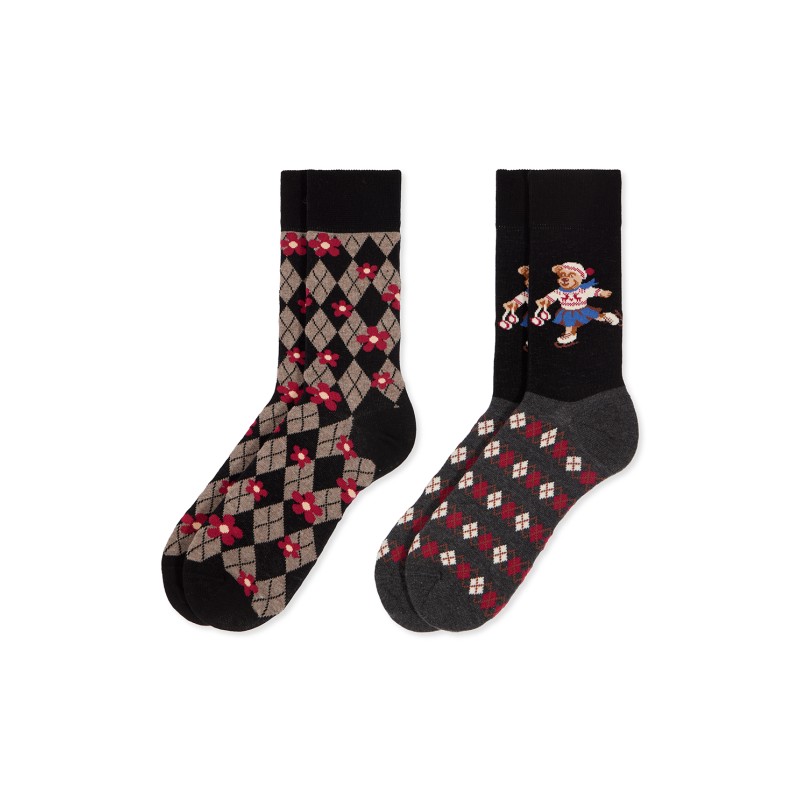 001 NEGRO/GRIS 0215023 SOXLAND PACK-2 CALCETIN MUJER ROMBOS