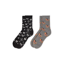 001 GRIS/NEGRO 0215020 SOXLAND PACK-2 CALCETIN MUJER PERRITOS LAZOS
