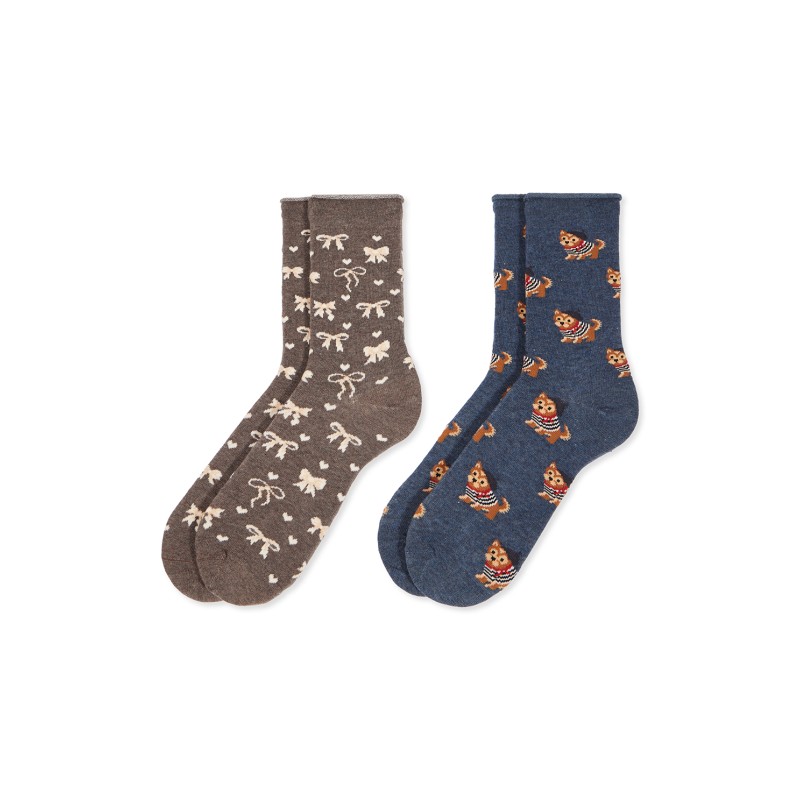 002 JEANS/TOPO 0215020 SOXLAND PACK-2 CALCETIN MUJER PERRITOS LAZOS
