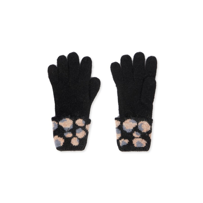 001 NEGRO 14102 SOXLAND GUANTE MUJER TRICOT PUÑO ANIMAL PRINT