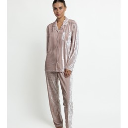 64634 ADMAS PIJAMA MUJER ABIERTO RAYAS