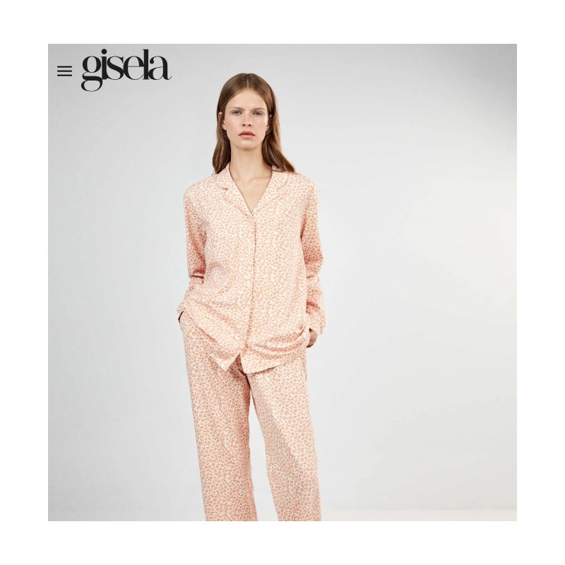 2 20485S GISELA PIJAMA MUJER CAMISERO ANIMAL PRINT