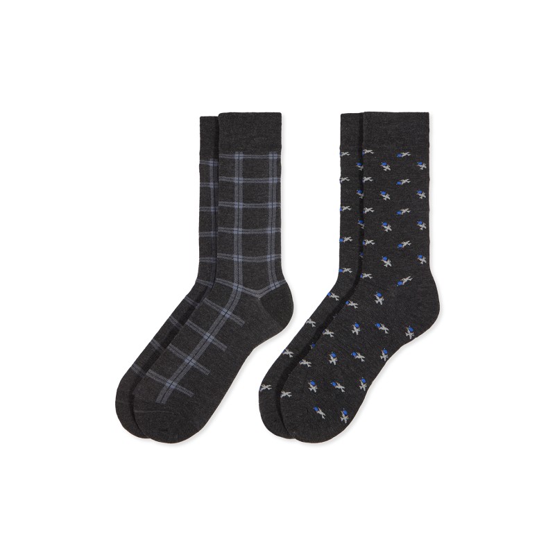 002 GRIS 0215009 SOXLAND PACK-2 CALCETIN HOMBRE BAMBOO FANTASIA