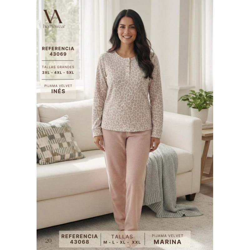 43068 VANILA PIJAMA VELVET MARINA