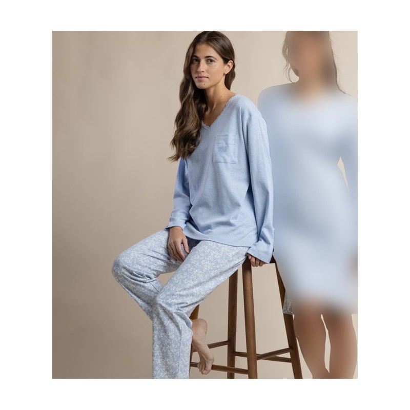 64631 ADMAS PIJAMA MUJER PICO ENCAJE