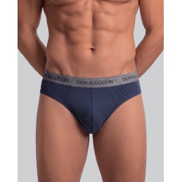 PS04 DON ALGODON PACK-2 SLIP HOMBRE FANTASIA GOMA VISTA NEGROMARINO Foto