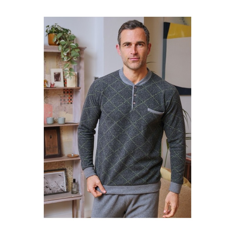265601 MUSLHER PIJAMA HOMBRE PUNTO MILANO ROMBOS