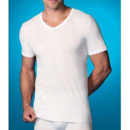 Blanco 508 ABANDERADO CAMISETA HOMBRE ALGODON MANGA CORTA CUELLO PICO Foto 3833