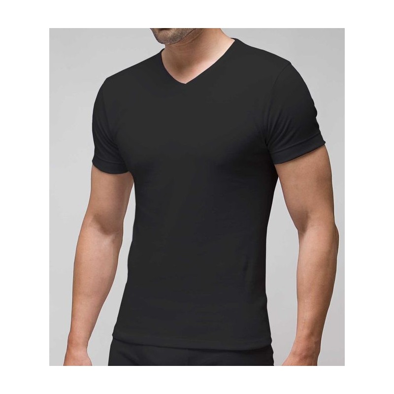Negro 3117 RAPIFE NEGRO CAMISETA HOMBRE ALGODON MANGA CORTA CUELLO PICO Foto 5674 Negro 3117 RAPIFE NEGRO CAMISETA HOMBRE ALGODON MANGA CORTA CUELLO PICO Foto 5674