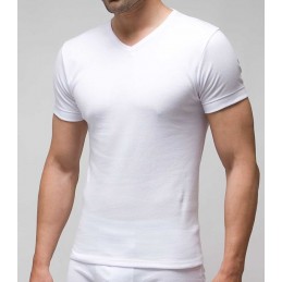Blanco 3117 RAPIFE BLANCO CAMISETA HOMBRE ALGODON MANGA CORTA CUELLO PICO Foto 5675