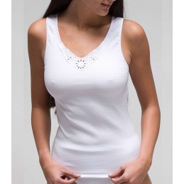BLCO 2116 RAPIFE M-XL BCO CAMISETA TIRANTA ALGODON ESCOTE BORDADO Foto 5753