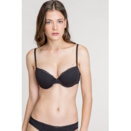Negro 10301 B GISELA SUJETADOR AROS RELLENO ENCAJE ESCOTE Foto 6588