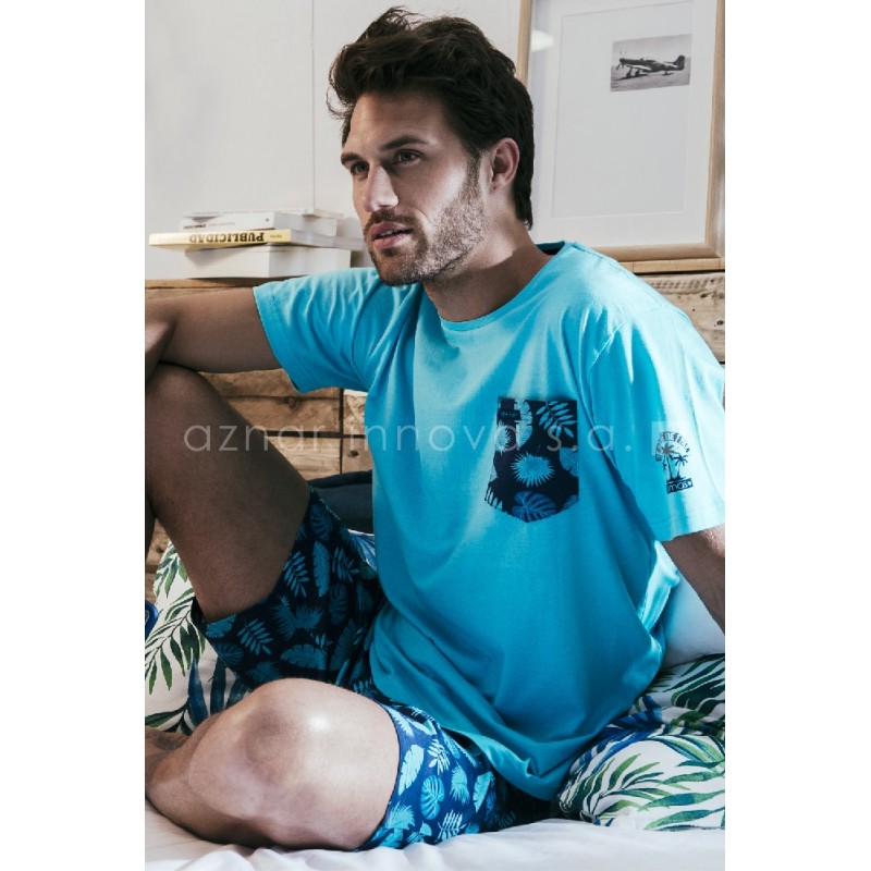 Turquesa 54074 ADMAS PIJAMA HOMBRE CORTO PALMERAS Foto 7317 Turquesa 54074 ADMAS PIJAMA HOMBRE CORTO PALMERAS Foto 7317