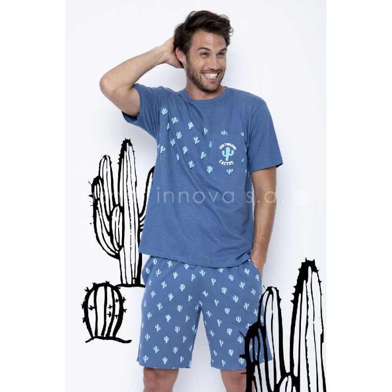 Azul 54073 ADMAS PIJAMA HOMBRE CORTO CACTUS Foto 7319 Azul 54073 ADMAS PIJAMA HOMBRE CORTO CACTUS Foto 7319