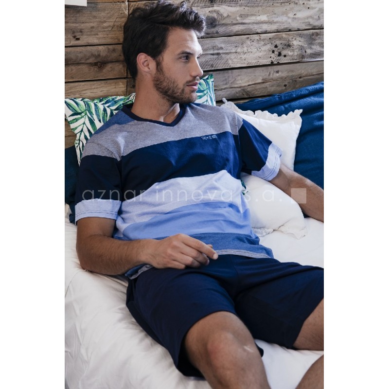 Azul 54088 ADMAS PIJAMA HOMBRE CORTO RAYAS ANCHAS Foto 7323 Azul 54088 ADMAS PIJAMA HOMBRE CORTO RAYAS ANCHAS Foto 7323