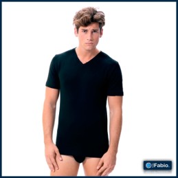 8282 FABIO CAMISETA HOMBRE ALGODON THERMAL MANGA CORTA CUELLO PICO Foto 8434